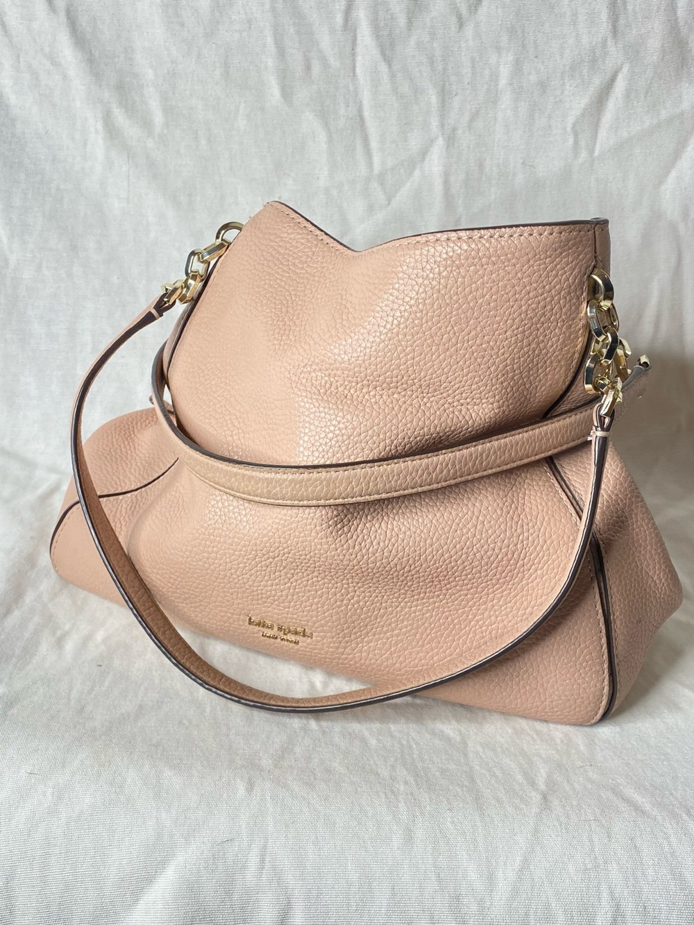 kate spade Soft Blush Pebbled Leather Shoulder Bag with Gold Hardware